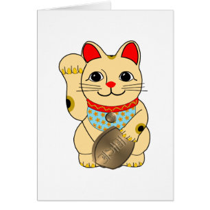 Guld- Maneki Neko Hälsningskort