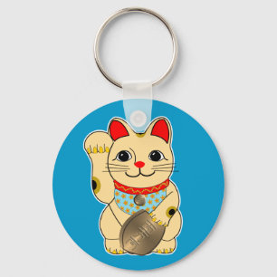 Guld- Maneki Neko Nyckelring