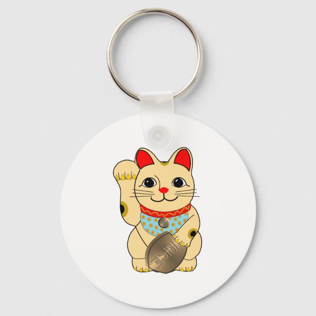 Guld Maneki Neko Nyckelring (Framsida)