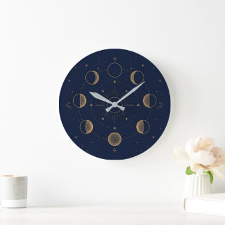 Guld månfaser Celestial Astronomi Väggur