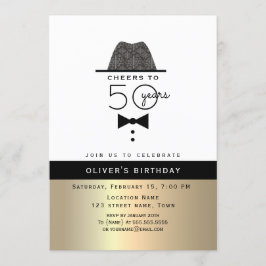 Guld Manlig 50-årsdag Inbjudningar
