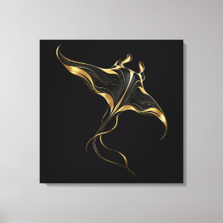 Guld Manta Ray Minimalistisk Lindad Canvas