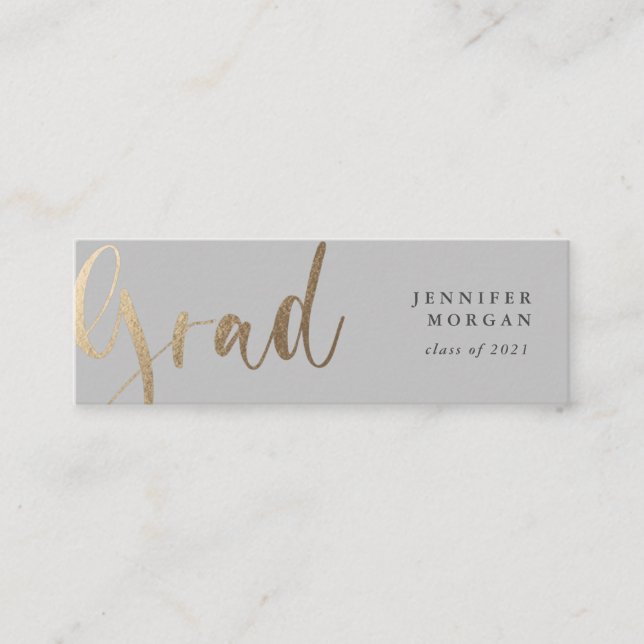 guld-manuskort studenten namn mini visitkort (Framsida)