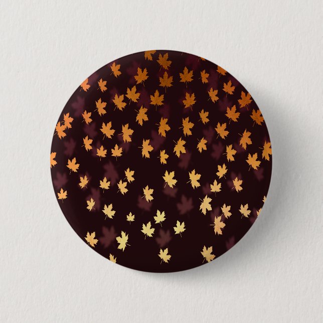 Guld Maple Löv på mörk röd Knapp (Framsida)