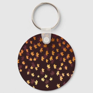 Guld Maple Löv på mörk röd Nyckelring