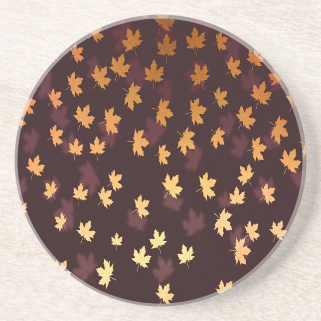 Guld Maple Löv på mörk röd Underlägg Sandsten (Framsidan)