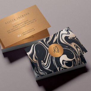 Guld marble abstrakt monogramme visitkort