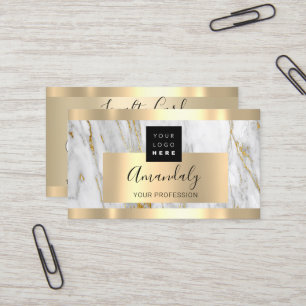 Guld Marble Anpassningsbar Logotyp Qr 5 Slår Visitkort