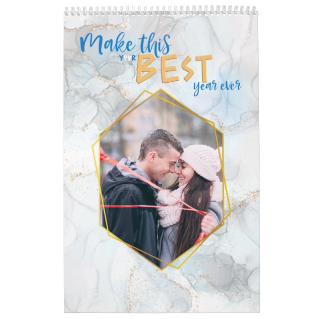 Guld Marble Best Year Fill In Photo Kalender (Omslag)