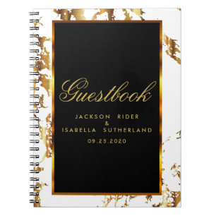 Guld Marble, Black and White - Guestbook Anteckningsbok