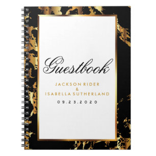 Guld Marble & Black - Guest Bok Anteckningsbok