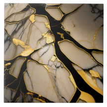 Guld Marble Ceramic Tile Black Crystalline Veins
