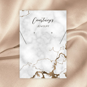 Guld Marble Chic Necklace Earring Jewelry Visning Visitkort