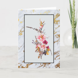 Guld Marble Flower Bouquet Grandmor Mors dag Helgkort