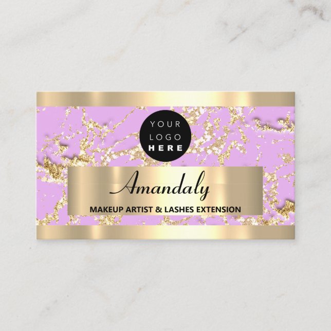 Guld Marble Glitter Beautique Shop Violet Mode Visitkort (Framsida)