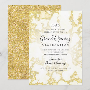 Guld Marble Glitter Corporate Grand Open Inbjudningar