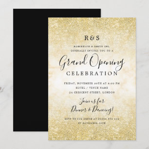 Guld Marble Glitter Corporate Grand Open   Inbjudningar