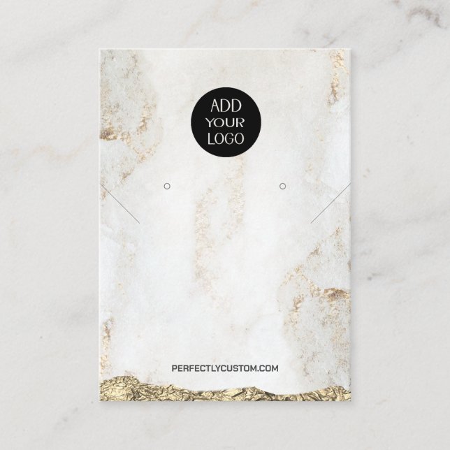 Guld Marble Logotyp QR Kodhalsringar Visitkort (Framsida)