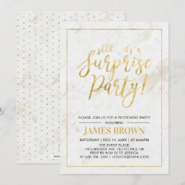 Guld & Marble | Modern överraskning Pension Party Inbjudningar