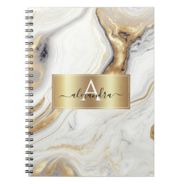 Guld Marble Monogram Anpassningsbar Initial och Na Anteckningsbok