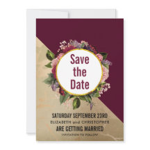 Guld Marble Mönster och Burgundy Blommigt Bröllop