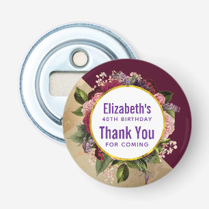 Guld Marble och Burgundy Blommigts Birthday Favor Flasköppnare