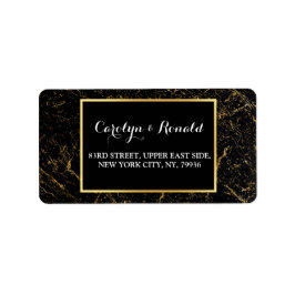 Guld marble rand typography black adressetikett