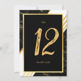 Guld marble rand typography black bordsnummer