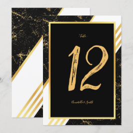 Guld marble rand typography black bordsnummer