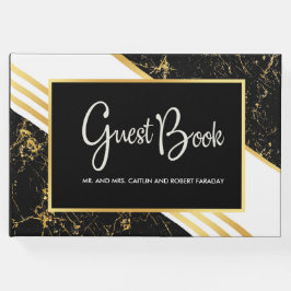 Guld marble rand typography black gästböcker