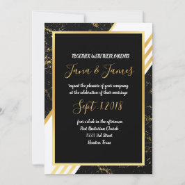 Guld marble rand typography black inbjudningar