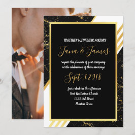 Guld marble rand typography black inbjudningar