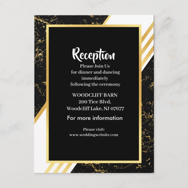 Guld marble rand typography black meddelande vykort (Framsida)