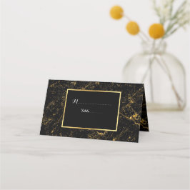 Guld marble rand typography black placeringskort