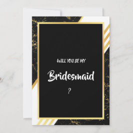 Guld marble rand typography svarta Bridesmaid Inbjudningar