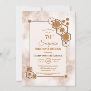 Guld Marble Surprise 70:e födelsedag Inbjudningar