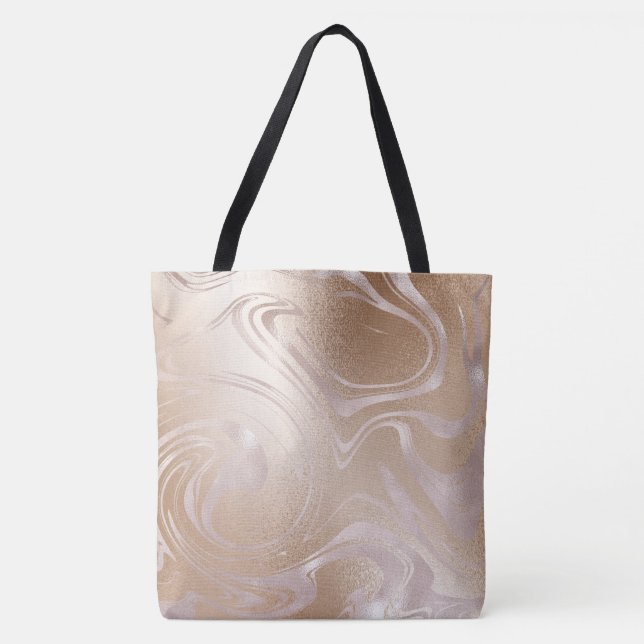 Guld Marble Swirl Tote Tygkasse (Framsida)