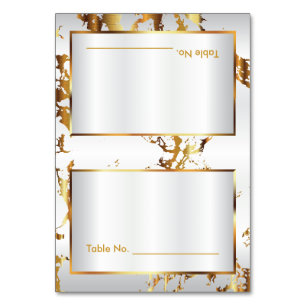 Guld Marble & White Satin - Bord-kort Bordsnummer
