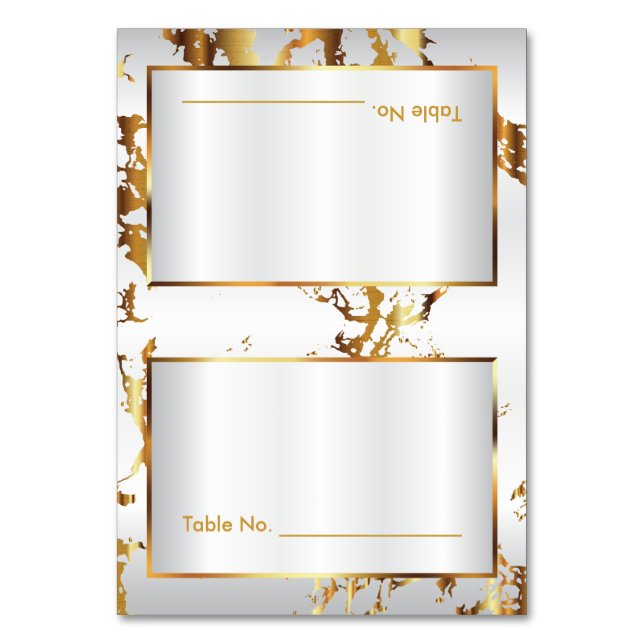 Guld Marble & White Satin - Bord-kort Bordsnummer (Framsidan)
