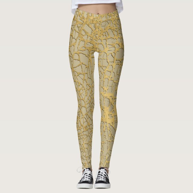 Guld Marbling: Grunge Struktur Design Leggings (Framsida)