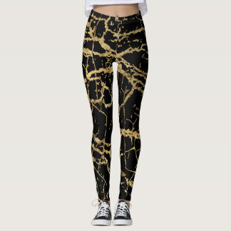 Guld Marbling Struktur: Luxe Design Inslag Leggings