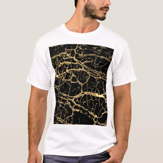 Guld Marbling Struktur: Luxe Design Inslag T Shirt (Framsida)