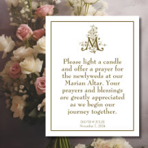 Guld Marian Kors Välsignade Moder Altare Skylt