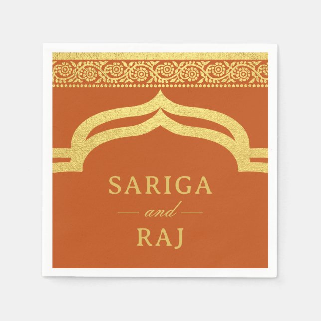 Guld Marigold Flower Mundap Canopy Arch Bröllop Pappersservett (Framsidan)