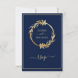 Guld marin blå eukalyptus Foliage Utandning Bröllo OSA Kort