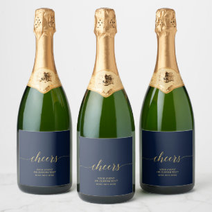 Guld & Marin Elegant Skript Muntert Partytack