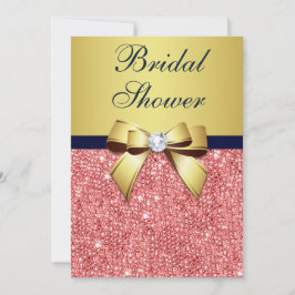 Guld Marin Korall Paljetter Diamanter Rosett Bröll Inbjudningar