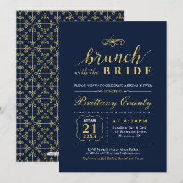 Guld & Marinblå | Elegant Bröllop Bröllopsbrunch S Inbjudningar