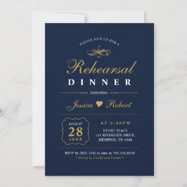 Guld & Marinblå | Elegant Invitation till Övningsm Inbjudningar