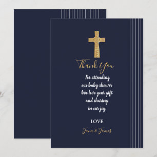 Guld marinblå elegant typografi tack inbjudningar
